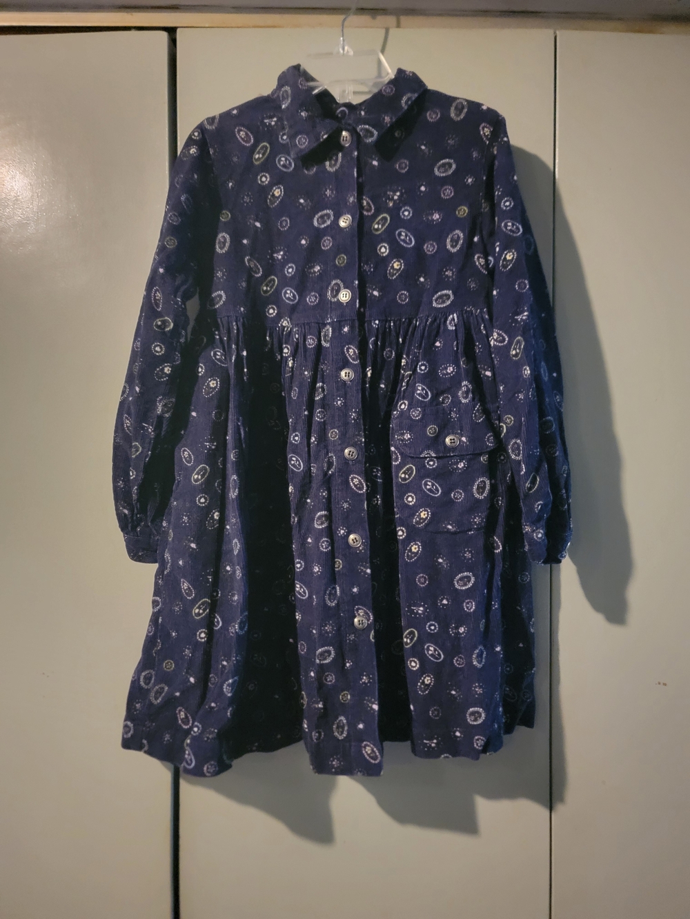Jenni by Jennifer Moore Navy Printed Button-Front Girls' Dress Vintage Style